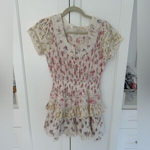 LoveShackFancy Pink Floral Lace dress